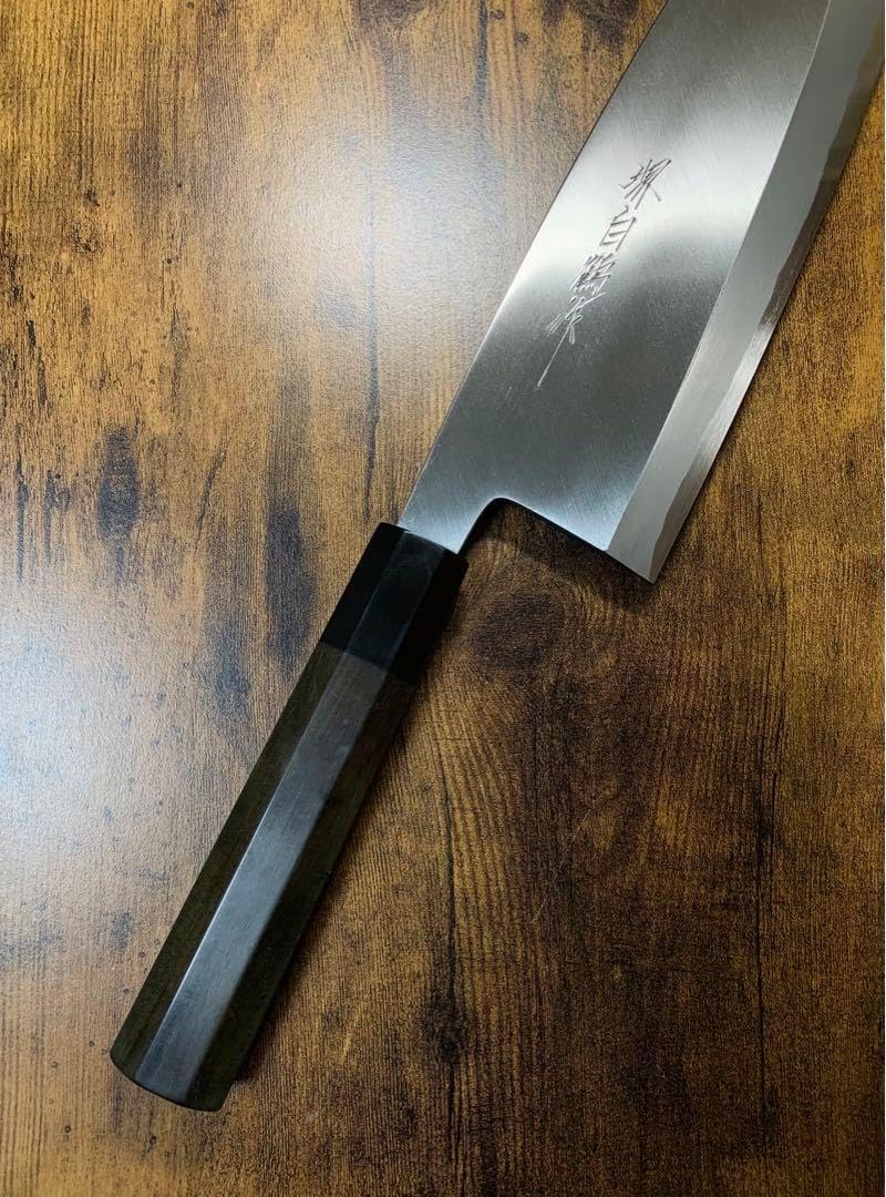 堺打刃物 鮭切 サケ切 出刃 白ニ鋼 包丁 9寸 水牛八角